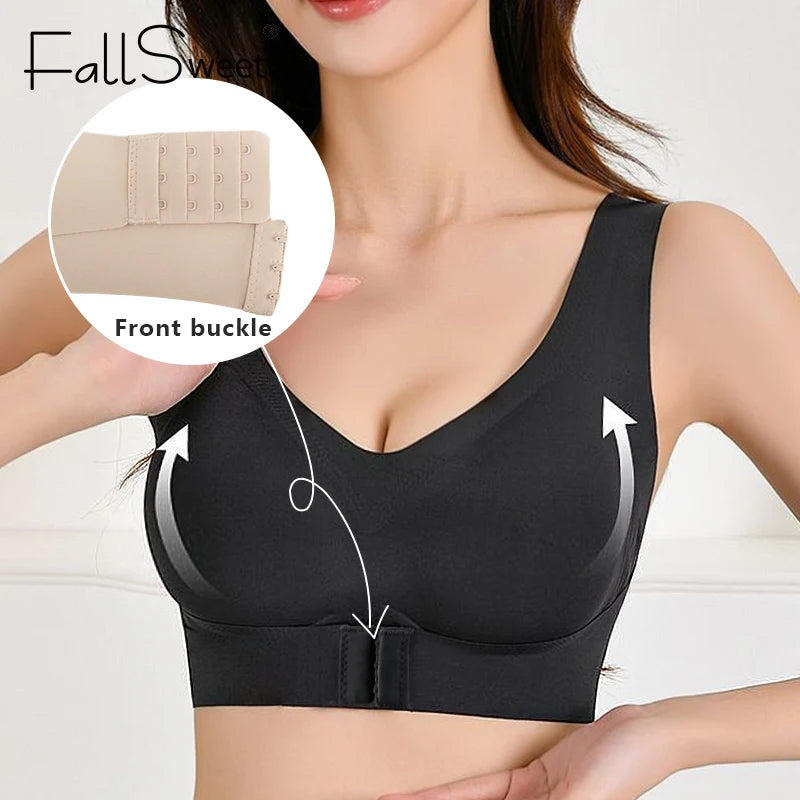 FallSweet 1/2PCS Women's Posture Correction Bras Seamless Wireless Push Up Bralette with Cross Back Support Female Lingerie