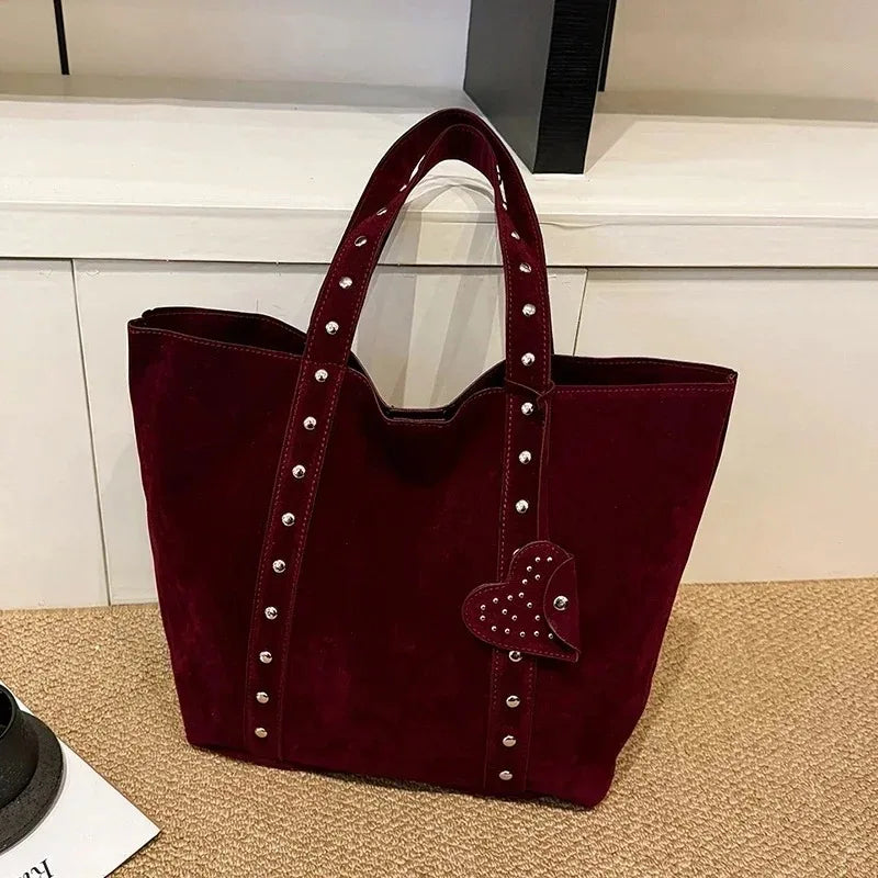 Fashion Suede Sewing Thread Shoulder Bags 2025 New Retro Versatile Commute Simplicity Solid Color Single Women's Handbag