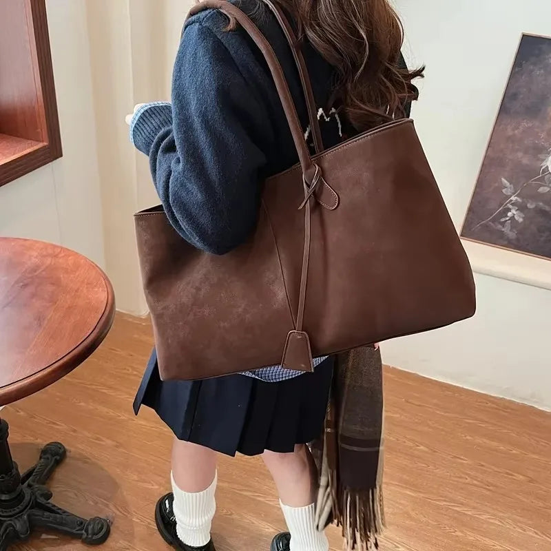 Faux Suede Solid Color High Quality Fashionable Versatile Handbag 2025 Women's Product Hot Selling  Large Capacity Shoulder Bag