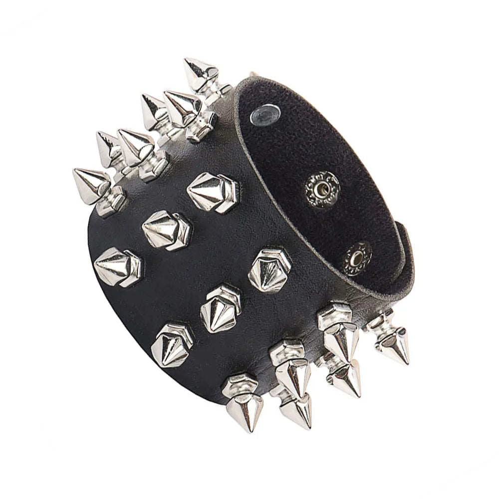 2024 Punk Dark PU Bracelet For Women Men Hip Hop Rock Chain Multi Layered Bracelet Trend Retro Gothic Jewelry Dancer Accessories