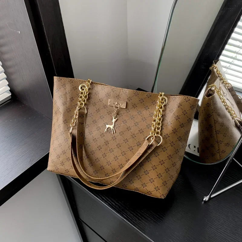 Summer High Quality PU Leather Fashion Large-capacity Shoulder Armpit Women's Bag Work Student Travel Female Retro Handbag Tote
