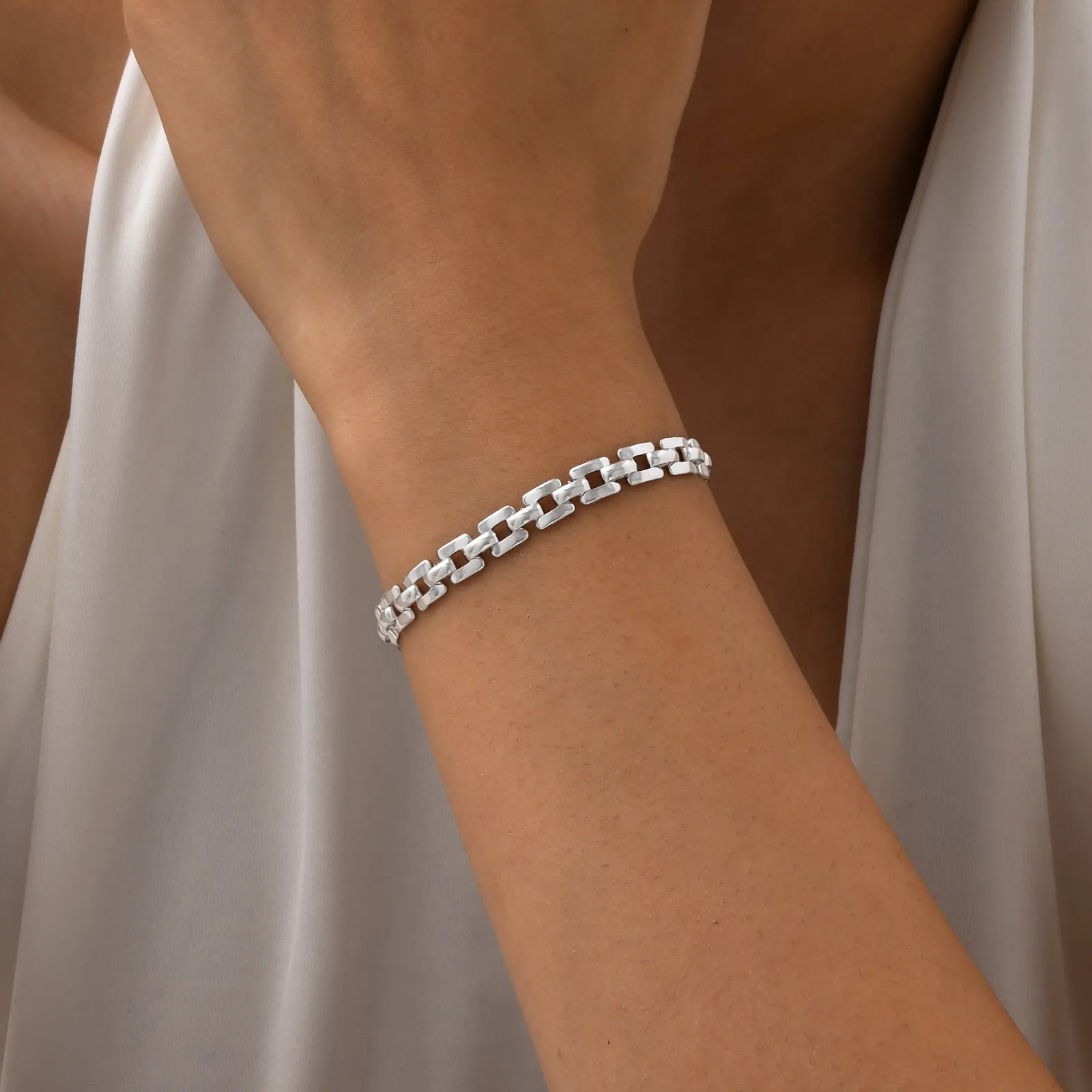 Minimalist Watch Band Link Chain Bracelet for Women, Stainless Steel Waterproof Bracelets,Trendy Jewelry Gift