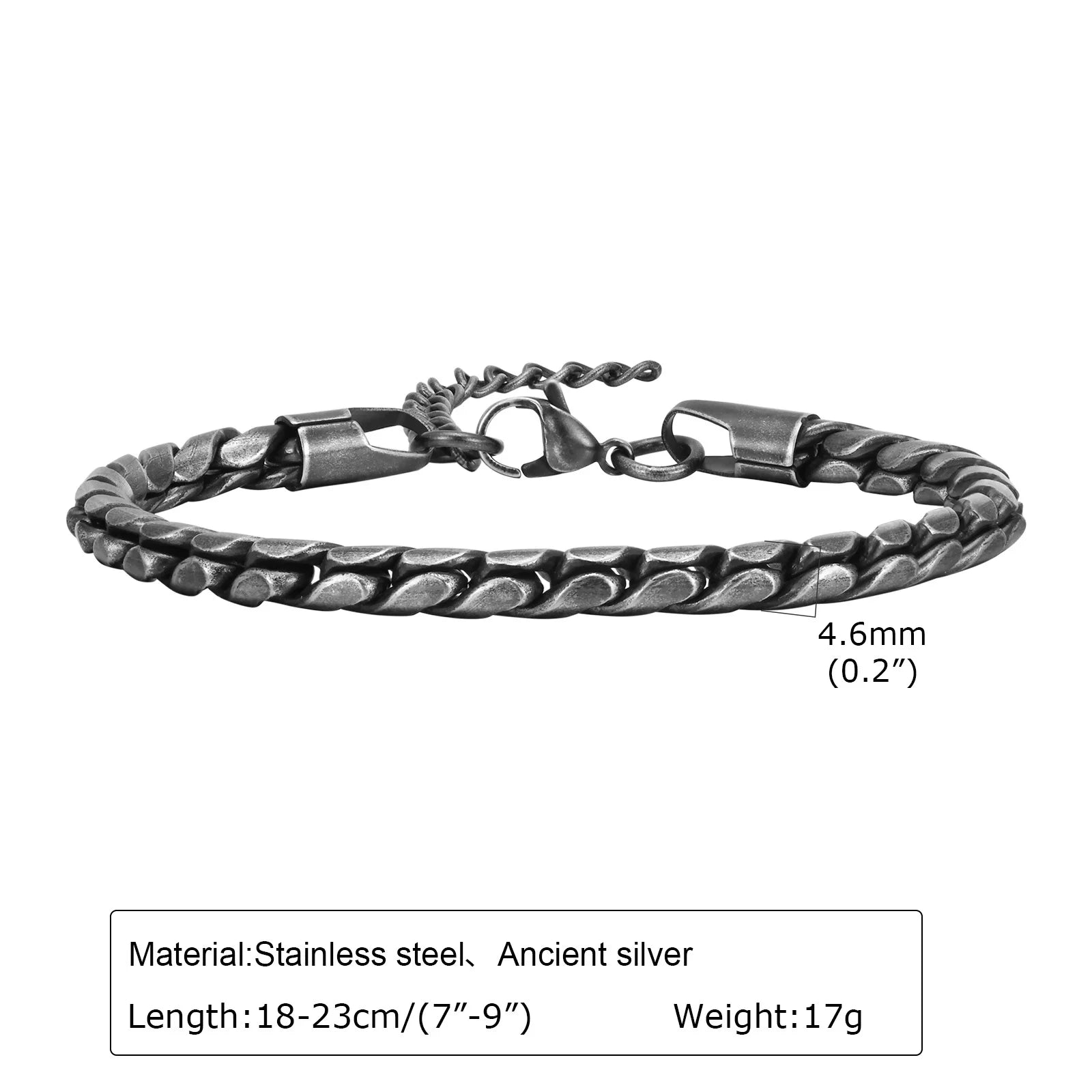Vnox Colored Stainless Steel Handmade Snake Chain Bracelets for Men Boys,Adjustable Simple Metal Link Wristband, Hippie Jewelry