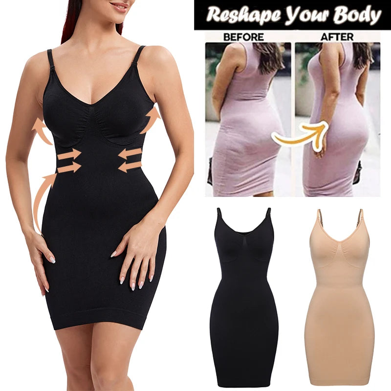Full Slip Shapewear - V Neck Bodycon Compression Body Shaper