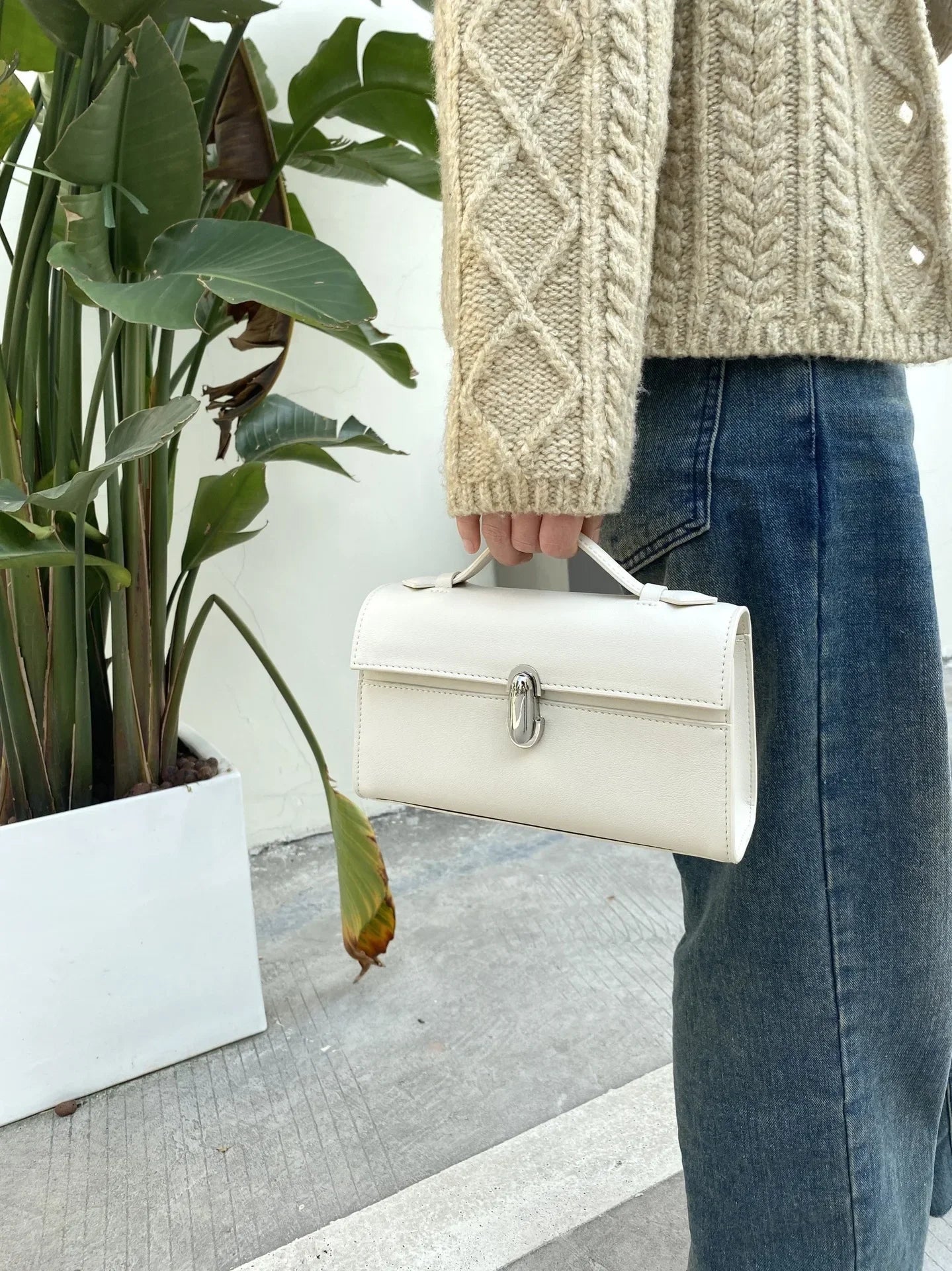 SAVETTE Brand The Symmetry 19 Genuine Leather Handbag Solid Color Simple Handbag Small Square Row Bag Women's Suede