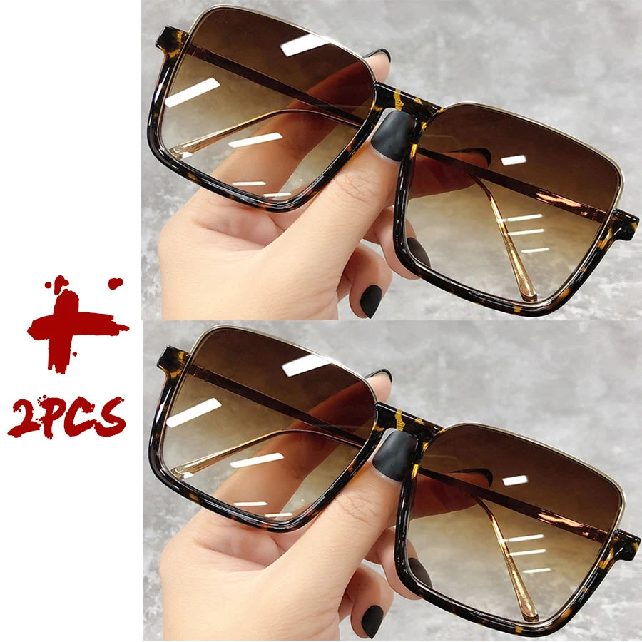 2025 Big Square Frame Travel Sunglasses - Luxury Gradient Unisex UV400