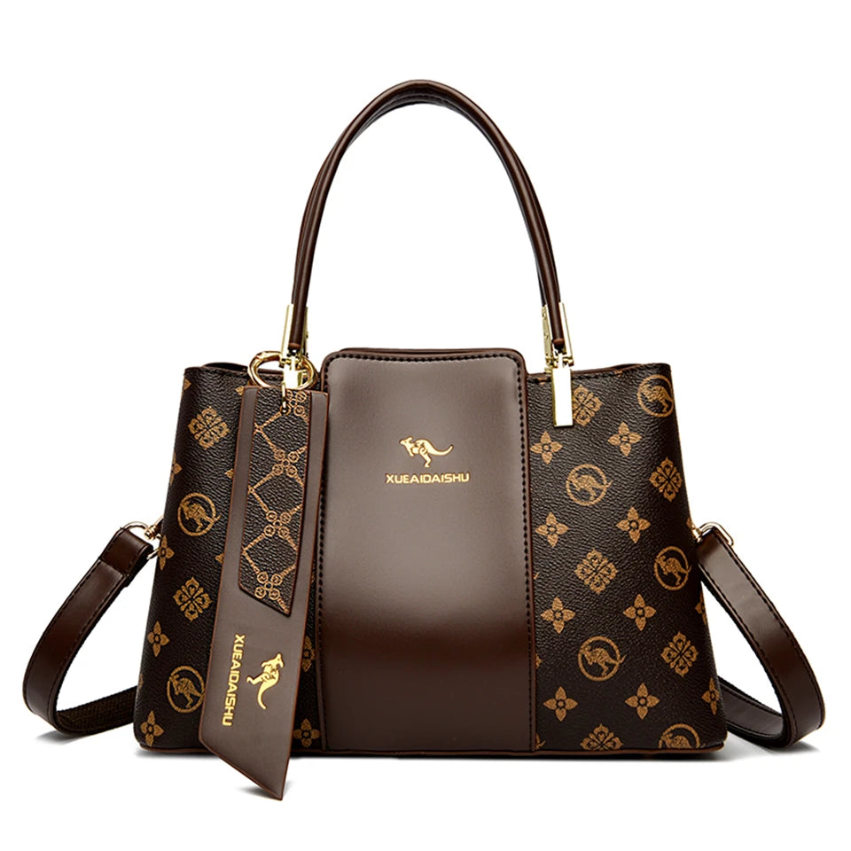 Luxury Print Leather Handbag - Large Capacity Crossbody Shoulder Bag