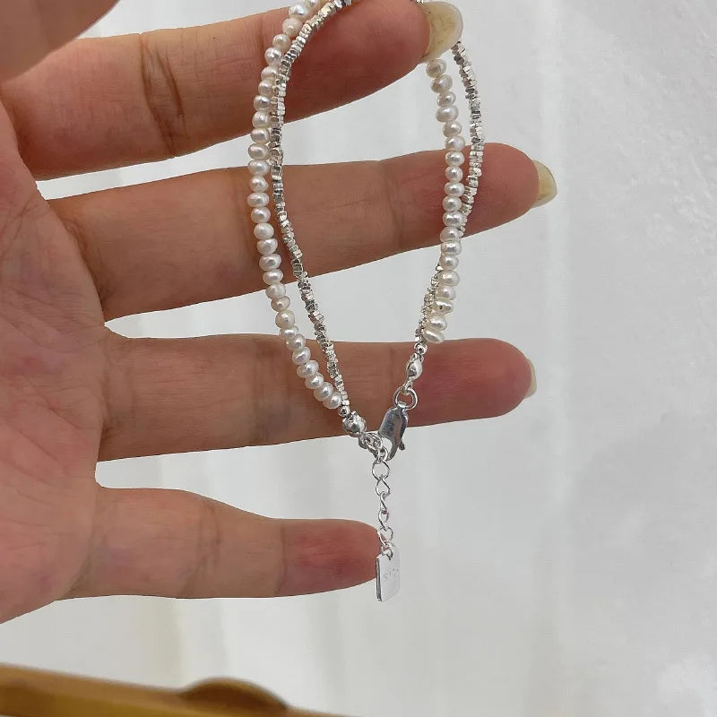 VENTFILLE 925 Sterling Silver Double Layer Pearl Bracelet for Women Girl Design Bead Korean Jewelry Dropshipping