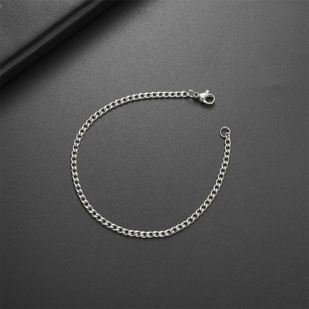 My Shape Fashion Cuban Chain Men Bracelet Stainless Steel 3/5/7/9mm Width Chain Bracelets Figaro Chain Boy Wrist Jewelry Couple