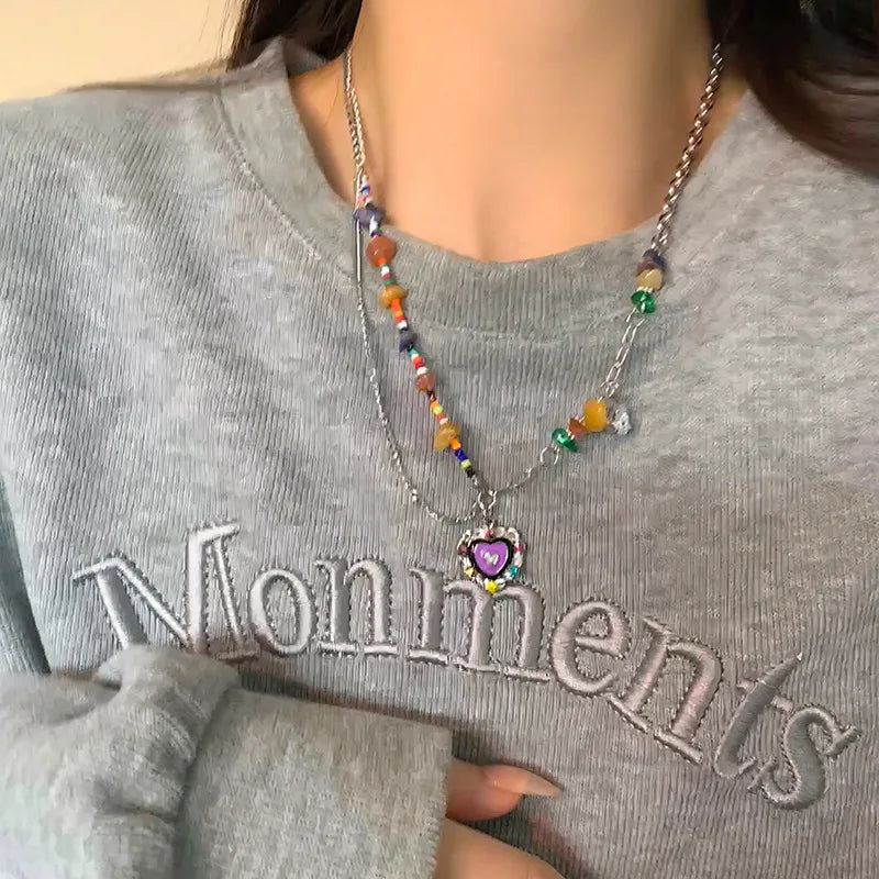 New luxury zircon necklace heart shaped tassel pearl necklace designer high end necklace birthday necklace