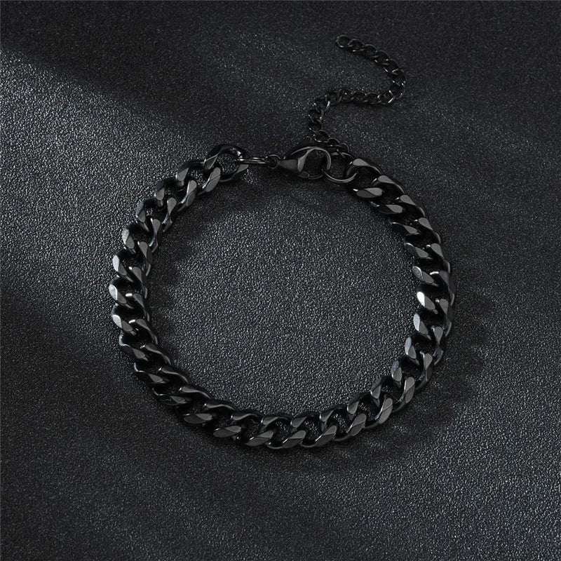 LETAPI Fashion Stainless Steel Curb Cuban Chain Bracelet for Men Women Hip Hop Couple Unisex Wrist Hand Jewelry Gift Party