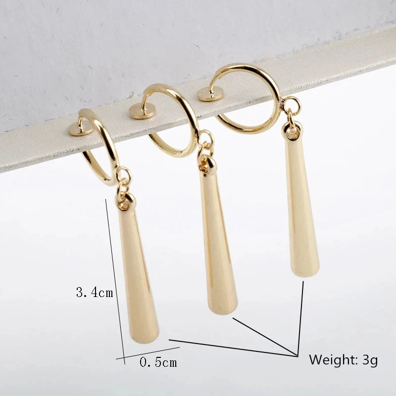 3Pcs/Set Roronoa Zoro Earrings Ear Clips Gold Color Small Geometric Non-Pierced Jewelry Hip Hop Wholesale Pendant Earrings