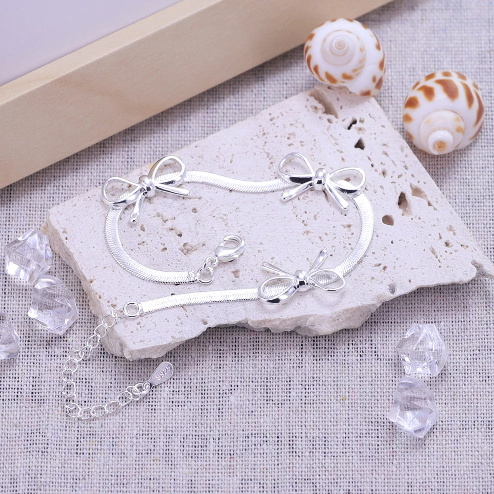 New 925 Silver Geometric Bead Punk Peace of Mind Words Irregular String Bracelet For Woman Girl Fashion Jewelry Gift Dropship
