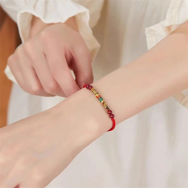 Lucky Red Thread Bracelet Men Women Tibetan Buddhist Lotus Infinity Cinnabar Beads Handmade Braided Rope Bracelets Party Jewelry
