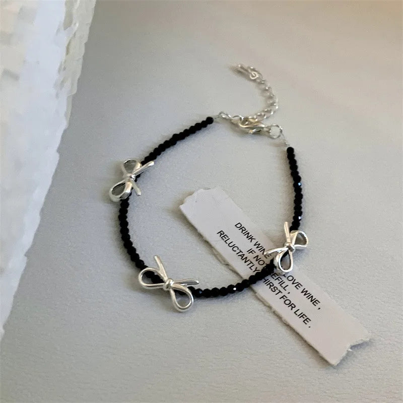 New 925 Silver Geometric Bead Punk Peace of Mind Words Irregular String Bracelet For Woman Girl Fashion Jewelry Gift Dropship