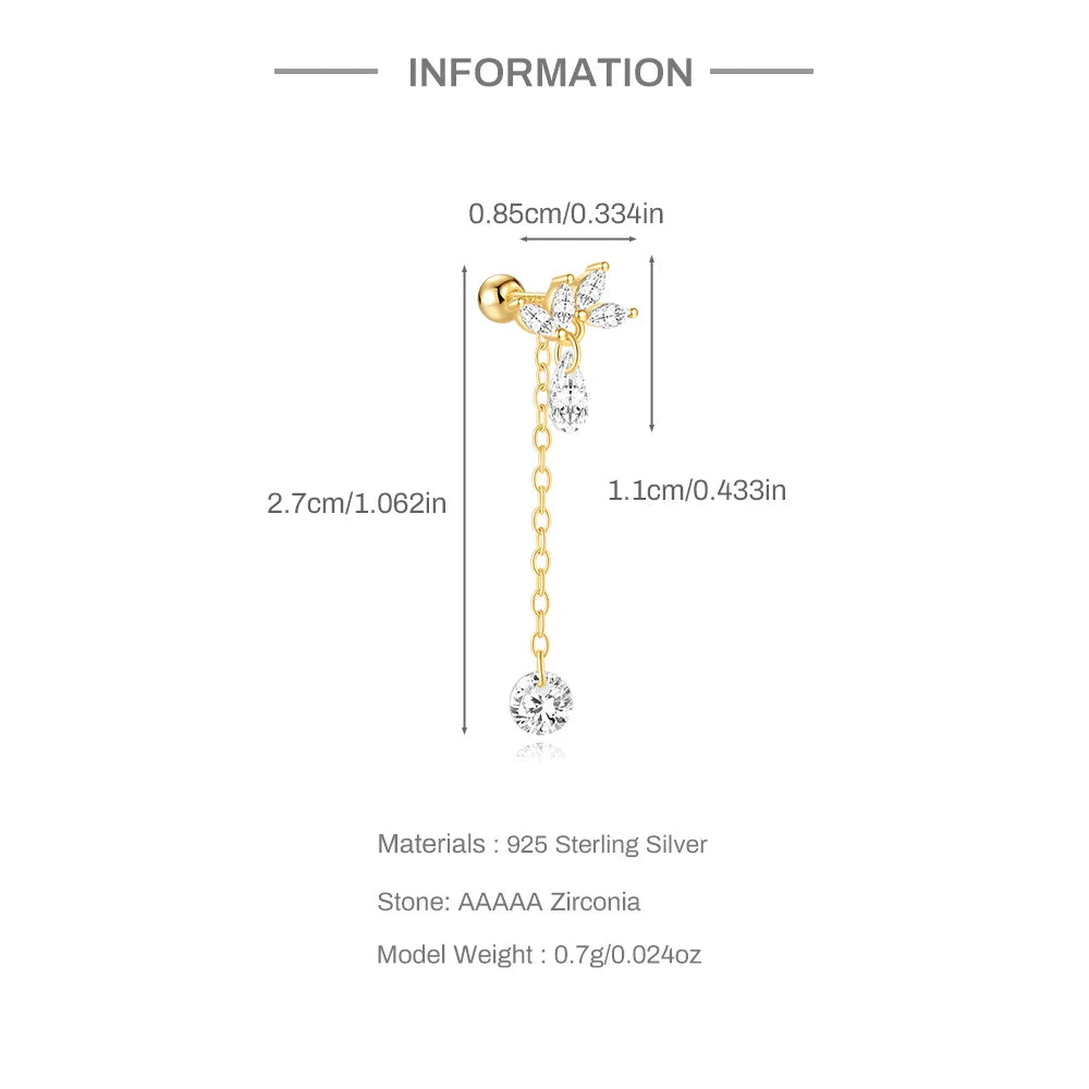 Aide 925 Sterling Silver 1piece Silver Color Thread Labret Upper Stud Earrings Cartilage Tragus Helix Piercing Studs Jewelry
