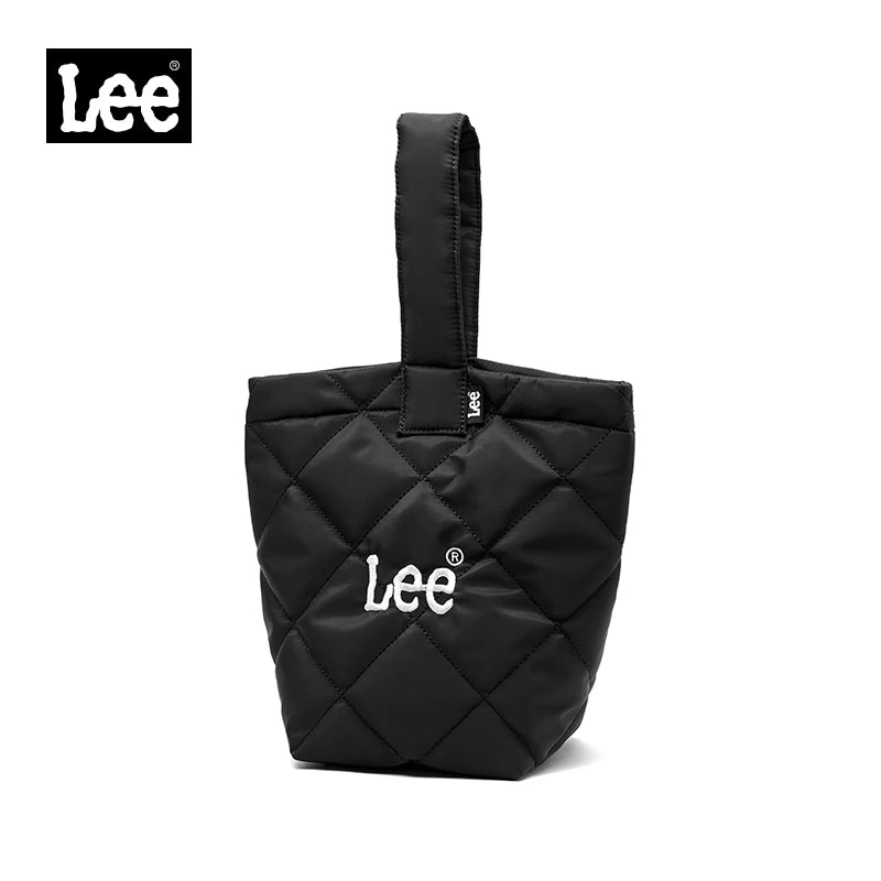 LEE Ladies Cute Design Puffer Bag Casual Soft Small Pink White Quilted Handbag Women Korean Style Down-filled Phone Bucket Bag