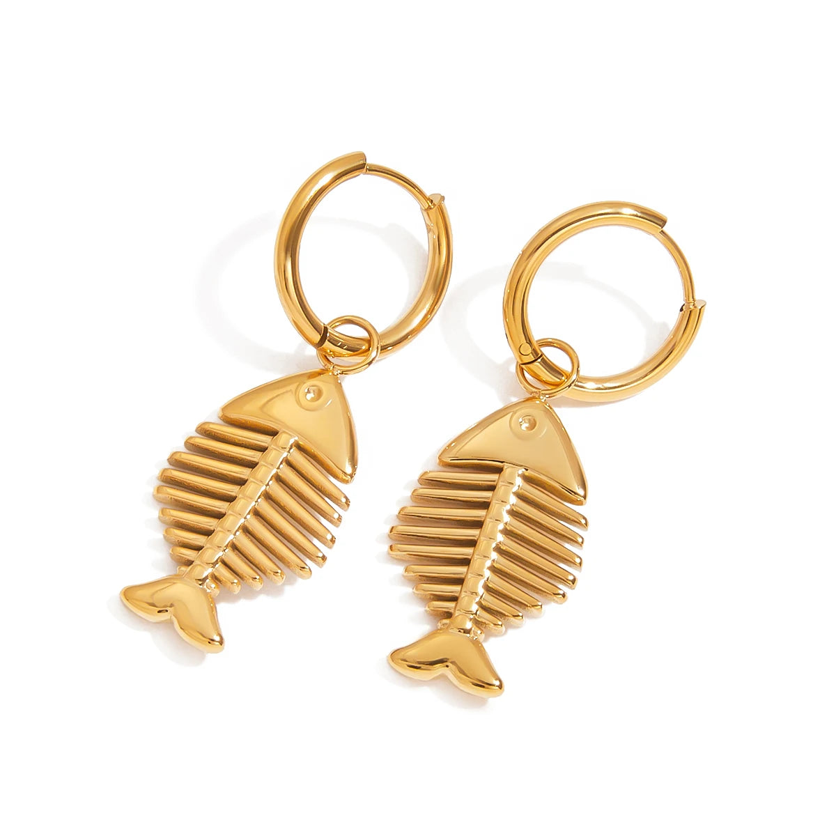 Youthway Stainless Steel Metal Creative Fish Bone Dangle Earrings Waterproof Anti Allergy High Quality Charm Jewelry Accessories