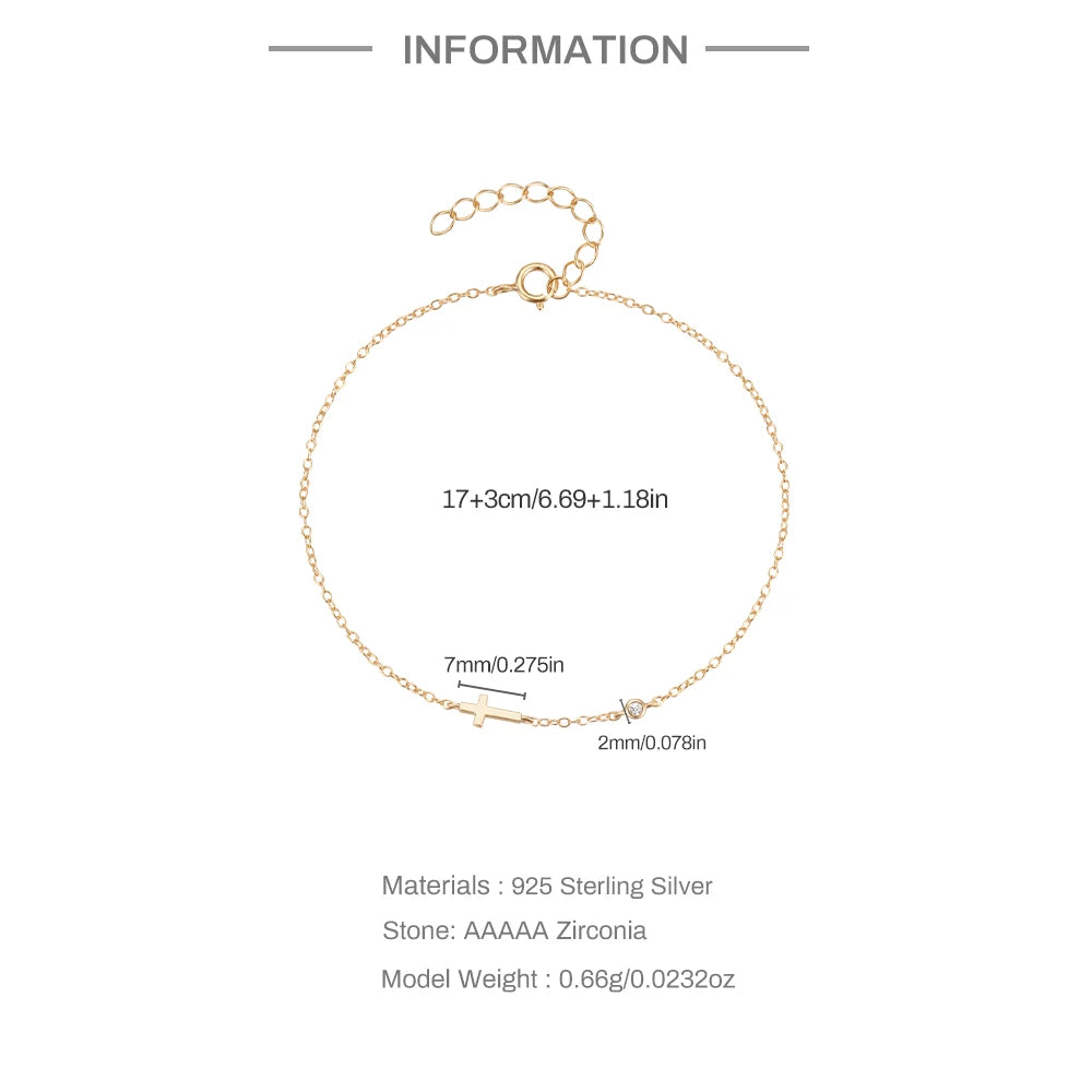 CANNER European American Style Eight-Pointed Star Zircon Bracelet S925 Sterling Silver Personality Simple Versatile Bracelet
