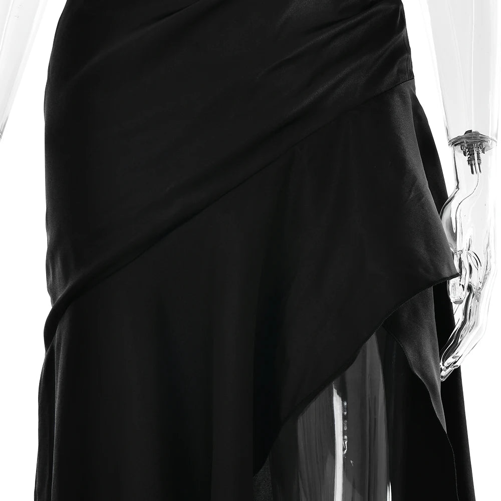 Articat Spaghetti Strap Dress - Satin Split Maxi Evening Gown