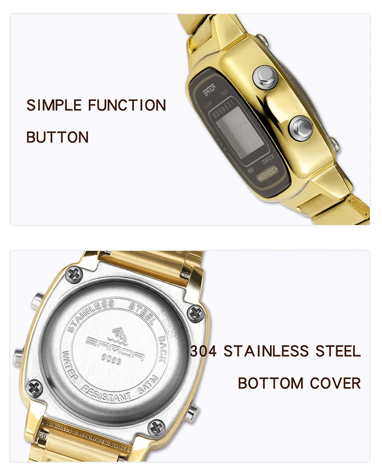 SANDA Golden Quartz Watch - Waterproof Ladies Fashion Wristwatch