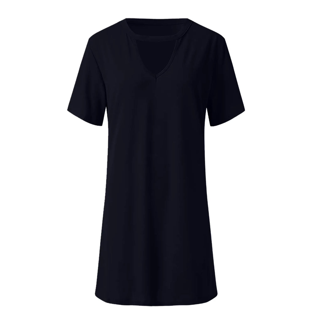 Sexy Elegant Dress Wrap Deep V Neck Cut Out Loose Dress Women Solid Color Short Sleeve Mini Dress Club Party Vestidos