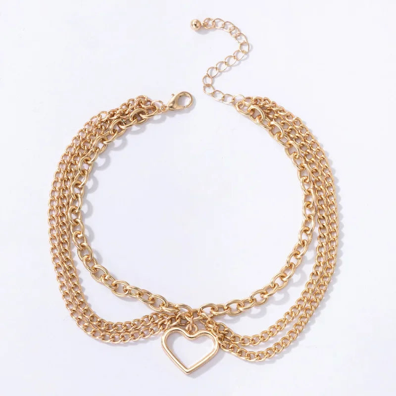 Classic Snake Multi-layer Anklet For Women Starfish Heart Shell Sexy Chain On Foot Leg Female Ankle Bracelet Beach Jewelry