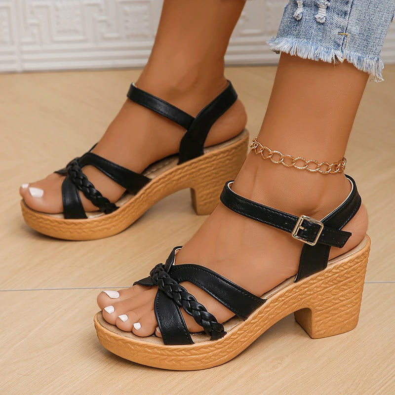 Women's Braided High Heels - 2024 Summer Platform Gladiator Sandals