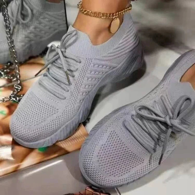Women's Mesh Breathable Casual Sneakers - Plus Size Platform Vulcanized Shoes