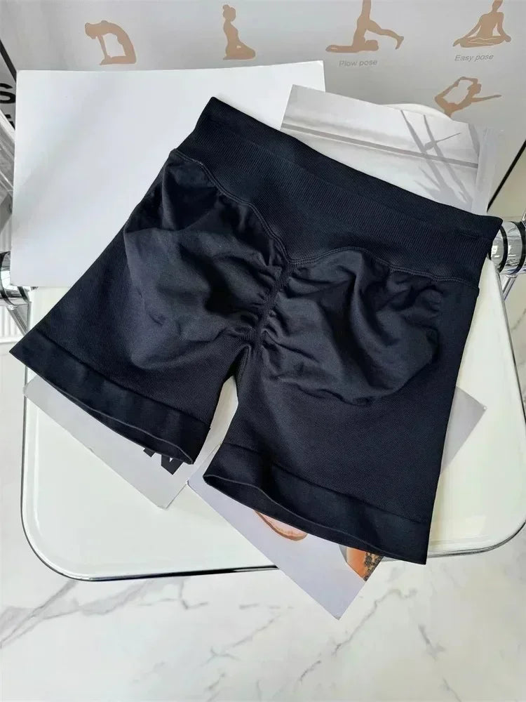 AYBL Yoga Shorts CrossFit Training Yoga Cycling Gym Workout Hot Girl's Low Ribbed Band Scrunch Butt Seamless Breathable Shorts