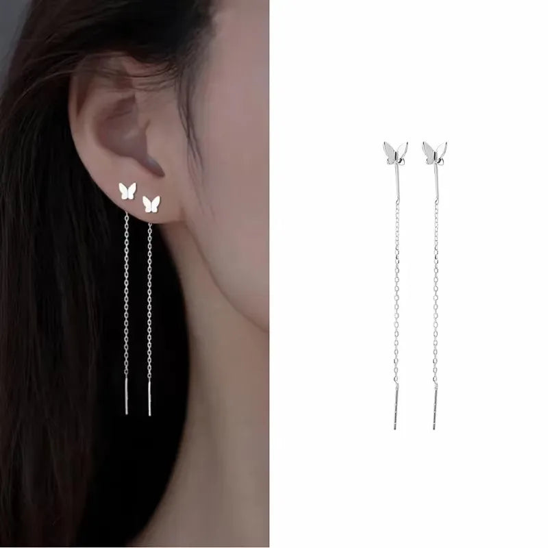 French Luxury Sweet Romantic Long Zircon Tassel Twisted Earrings for Women Temperament Wedding  Banquet Jewelry Gift