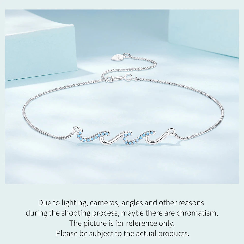 BISAER 925 Sterling Silver Round Beads Anklets,Waterproof Hypoallergenic Infinite Love Chain For Women Fine Jewelry Holiday Gift