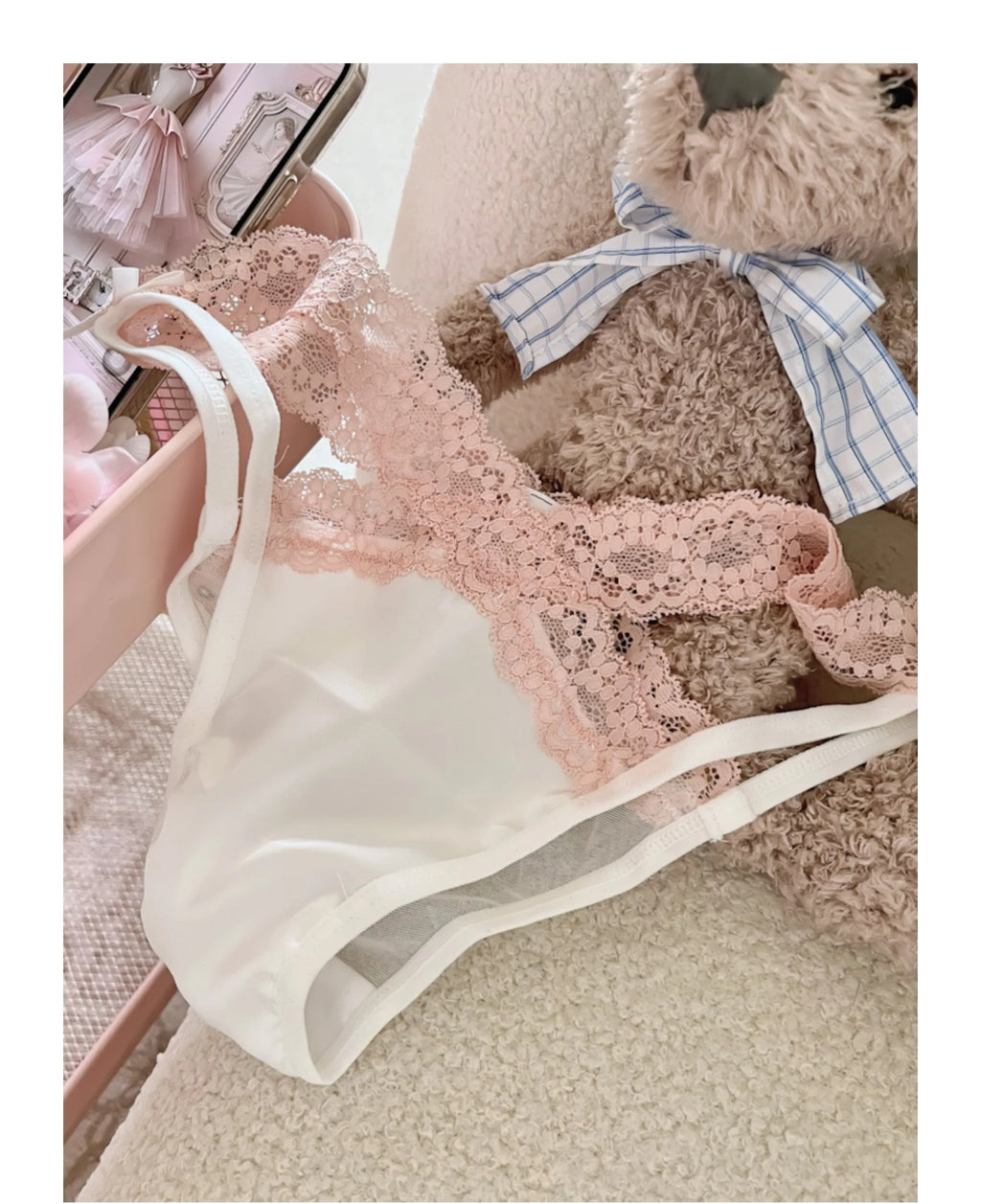Cross Belt Lace Transparent Sexy Women's Underpants Low Waist Mesh Hollowed Bow Panties Cotton Crotch Breathable Briefs Lingerie