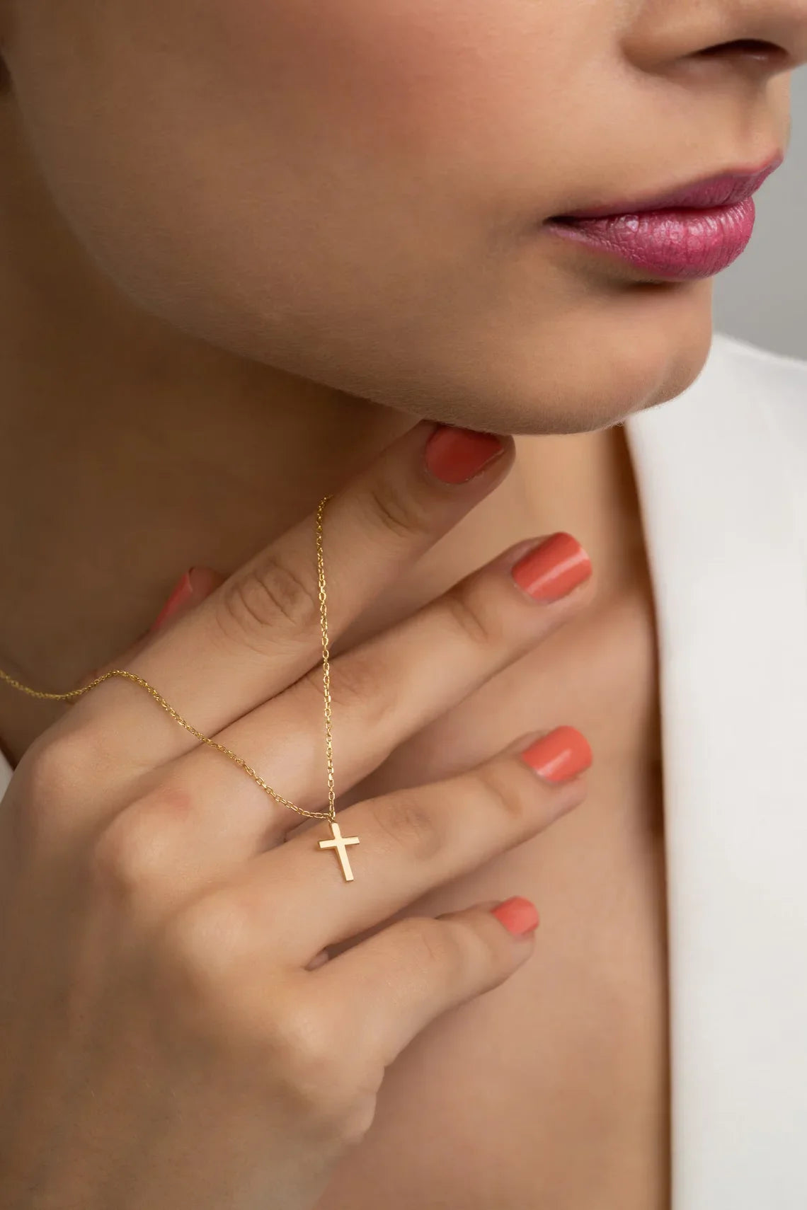 Stainless Steel Cross Necklac Gold Silver Color Necklace for Women Men Exquisite Chain  Necklaces Jewelry Birthday Present