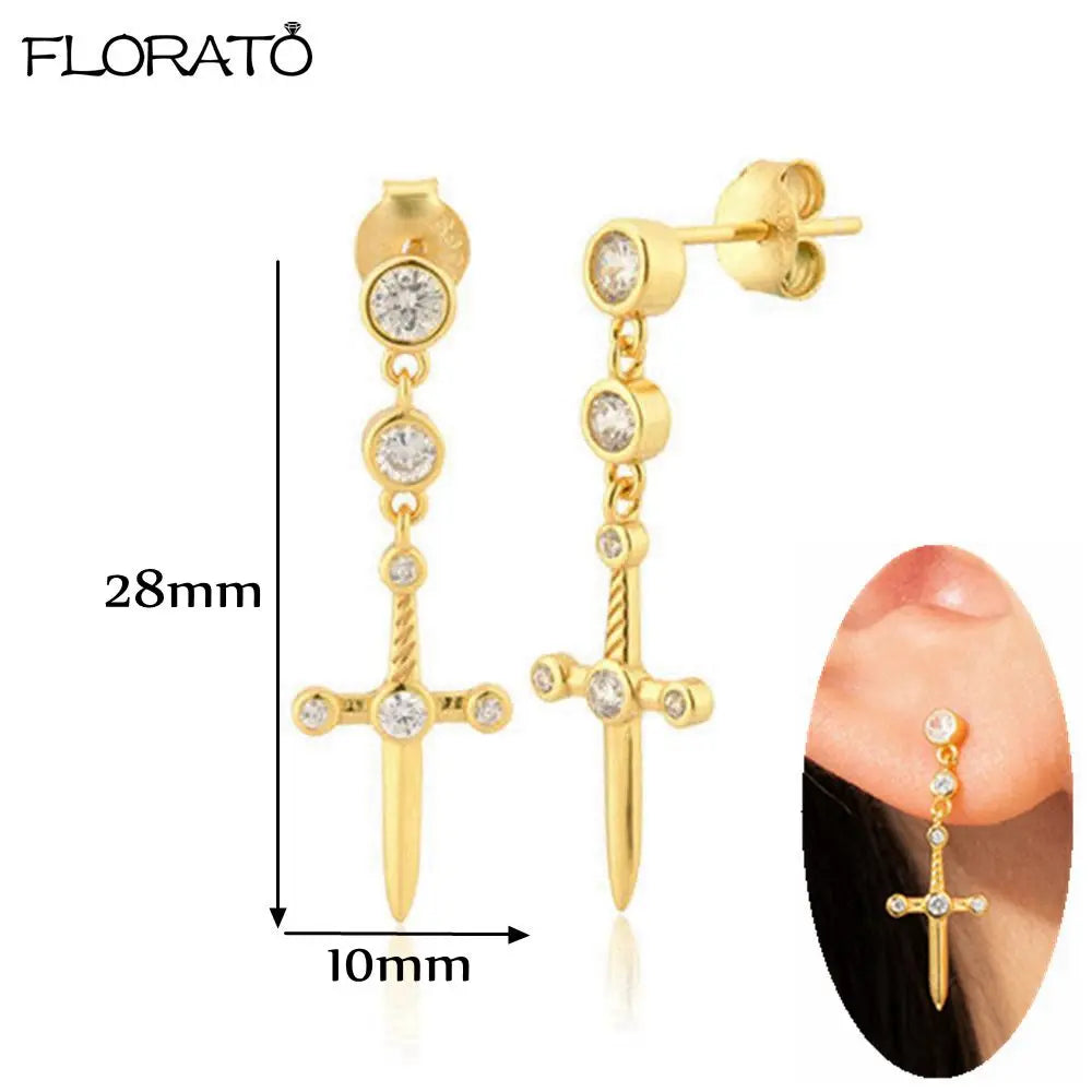 925 Sterling Silver Needle Punk Spike Rivet Hoop Earrings For Women Huggie Earrings Ear Cuff Piercing Earring Gothic Jewelry
