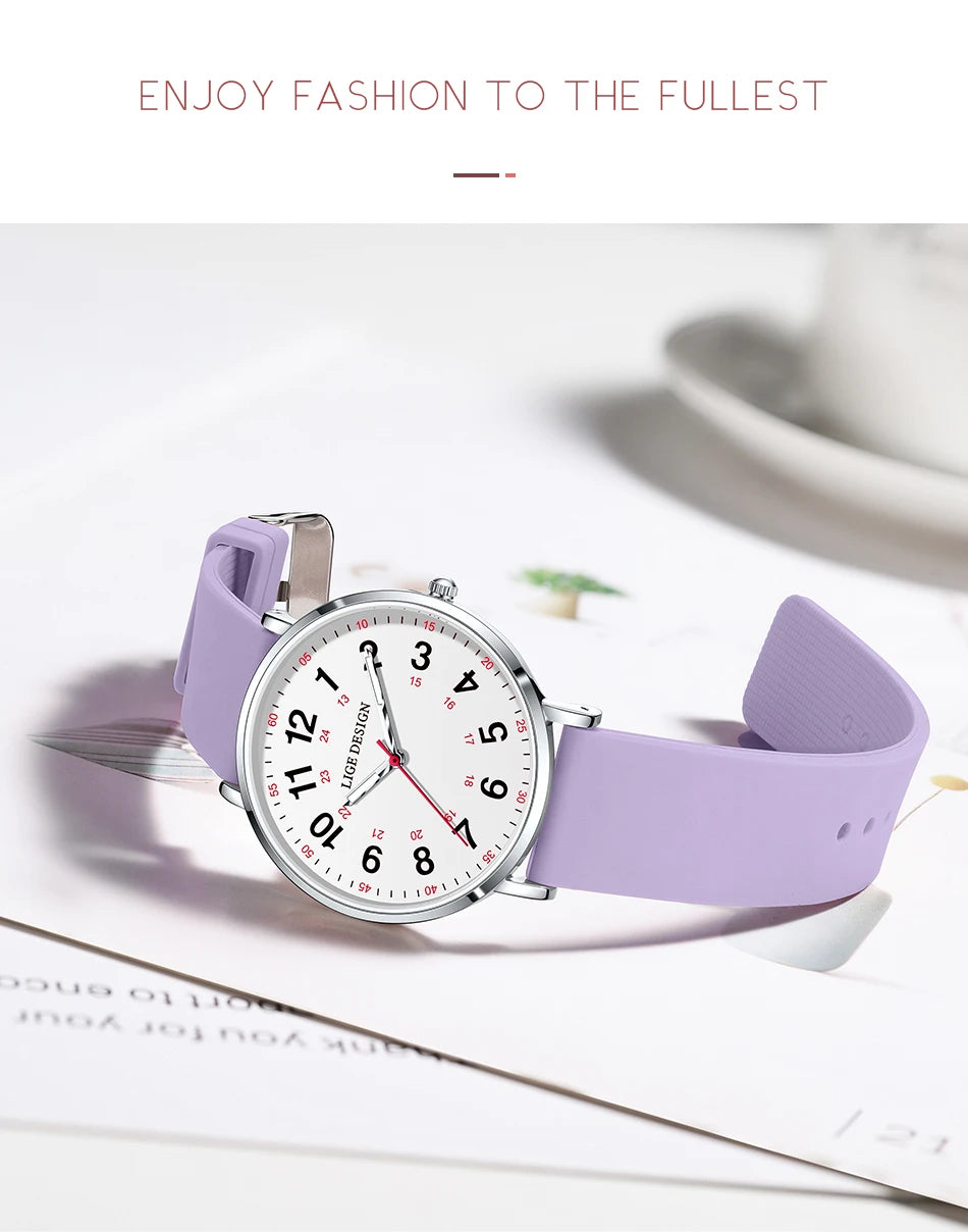 LIGE Fashion Elegant Watch - Candy Color Silicone Luminous Waterproof