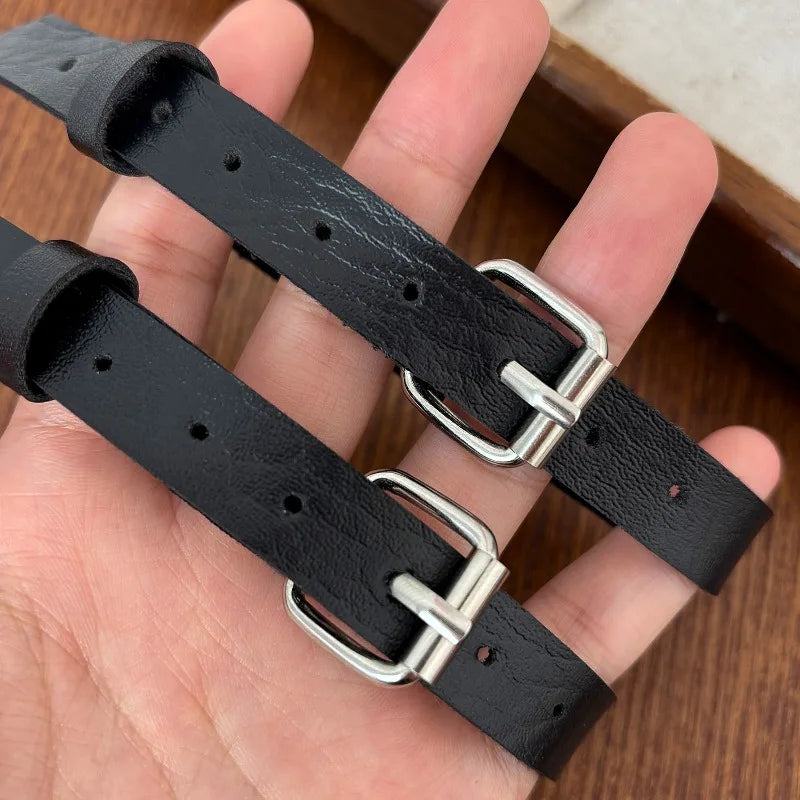 2pcs Ankle Belts Anklet Black O-Ring Ankle Punk Leather Necklace Feather Anklet Men Women Alloy Pendant Accessories Y2K Bracelet