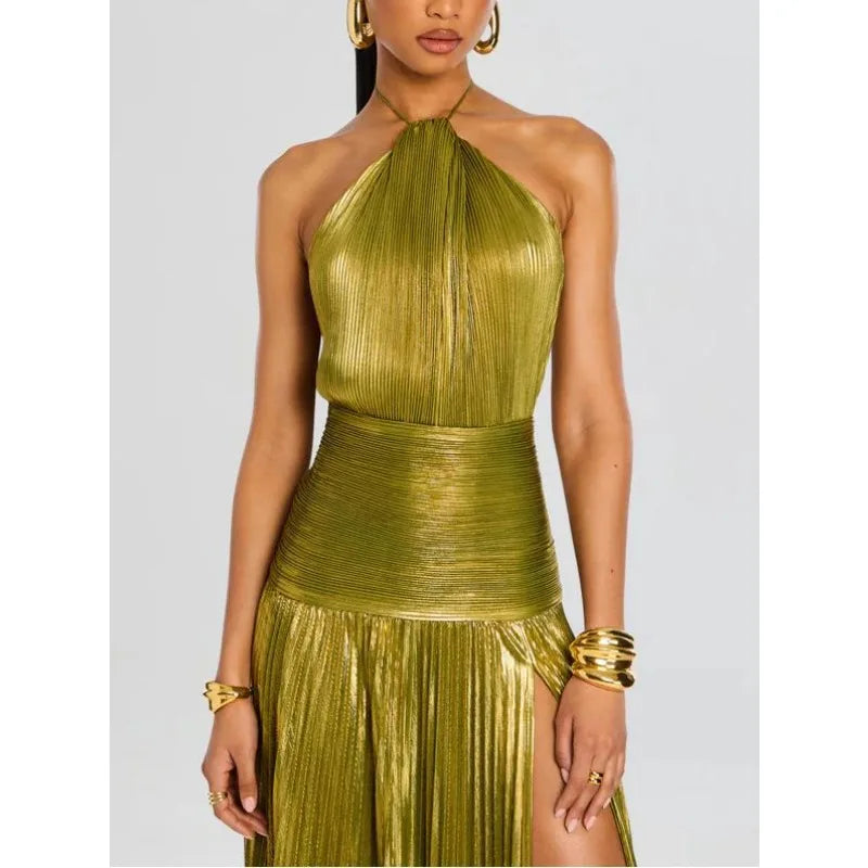 Luxurious Corset Party Dress - Off Shoulder Halter Celebrity Gown