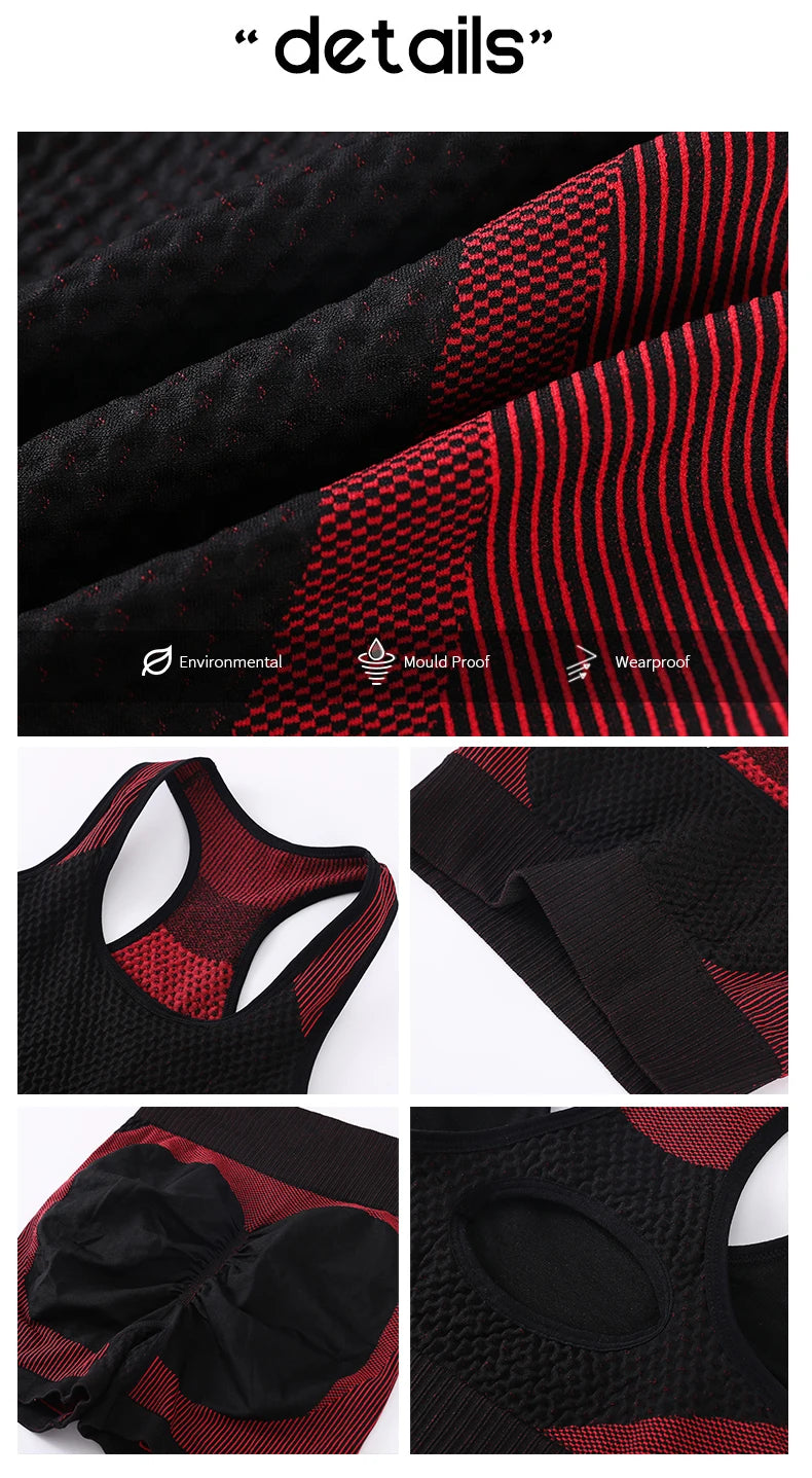 Seamless Bra Yoga Sports Set Fitness Shorts Bra Women Tops Leggings 2 Piece Suits Running Workout Gym Female Vest Clothing