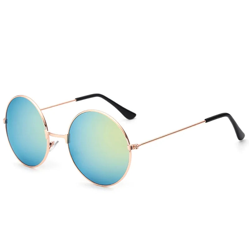 FOENIXSONG Round Pilots Sunglasses - Vintage Silver Gold Black Unisex