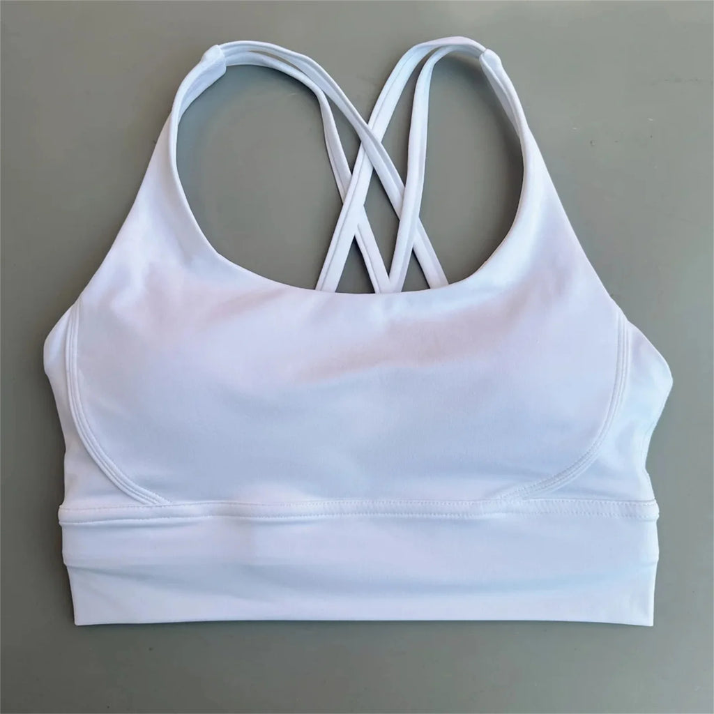 Solid Color Cross Fitness Bra - High Strength Yoga Sport Top