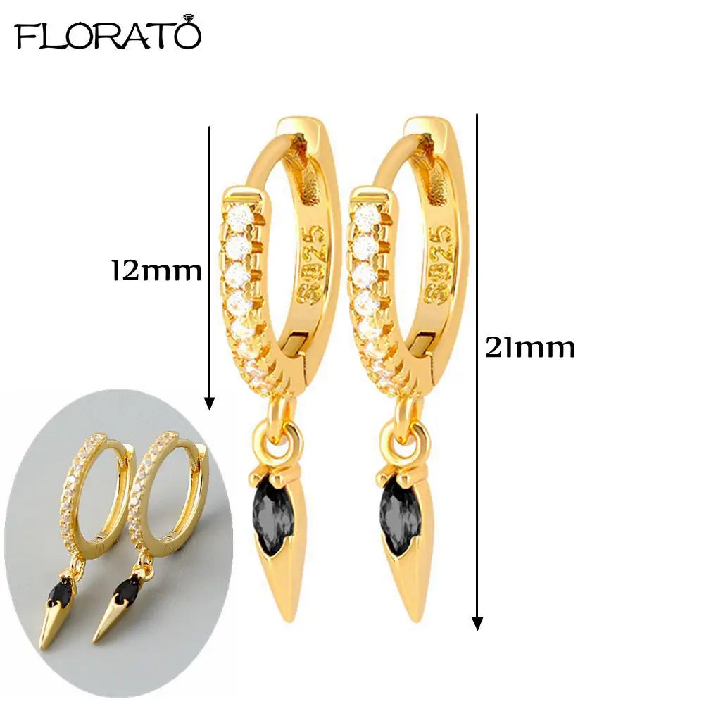 925 Sterling Silver Needle Punk Spike Rivet Hoop Earrings For Women Huggie Earrings Ear Cuff Piercing Earring Gothic Jewelry