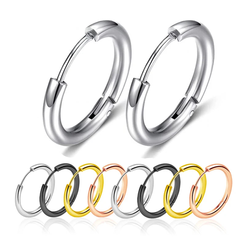 10/20Pcs Minimalist 316L Stainless Steel Small Hoop Earrings For Women Man Classic Round Earrings Fashion Ear Piercing Jewelry