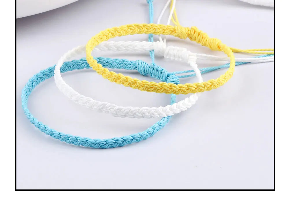 Classic Handmade Braided Bracelets for Women Men Pure Color Waxed Thread Braid Wristband Charm Bracelet Adjustable Jewelry Gifts