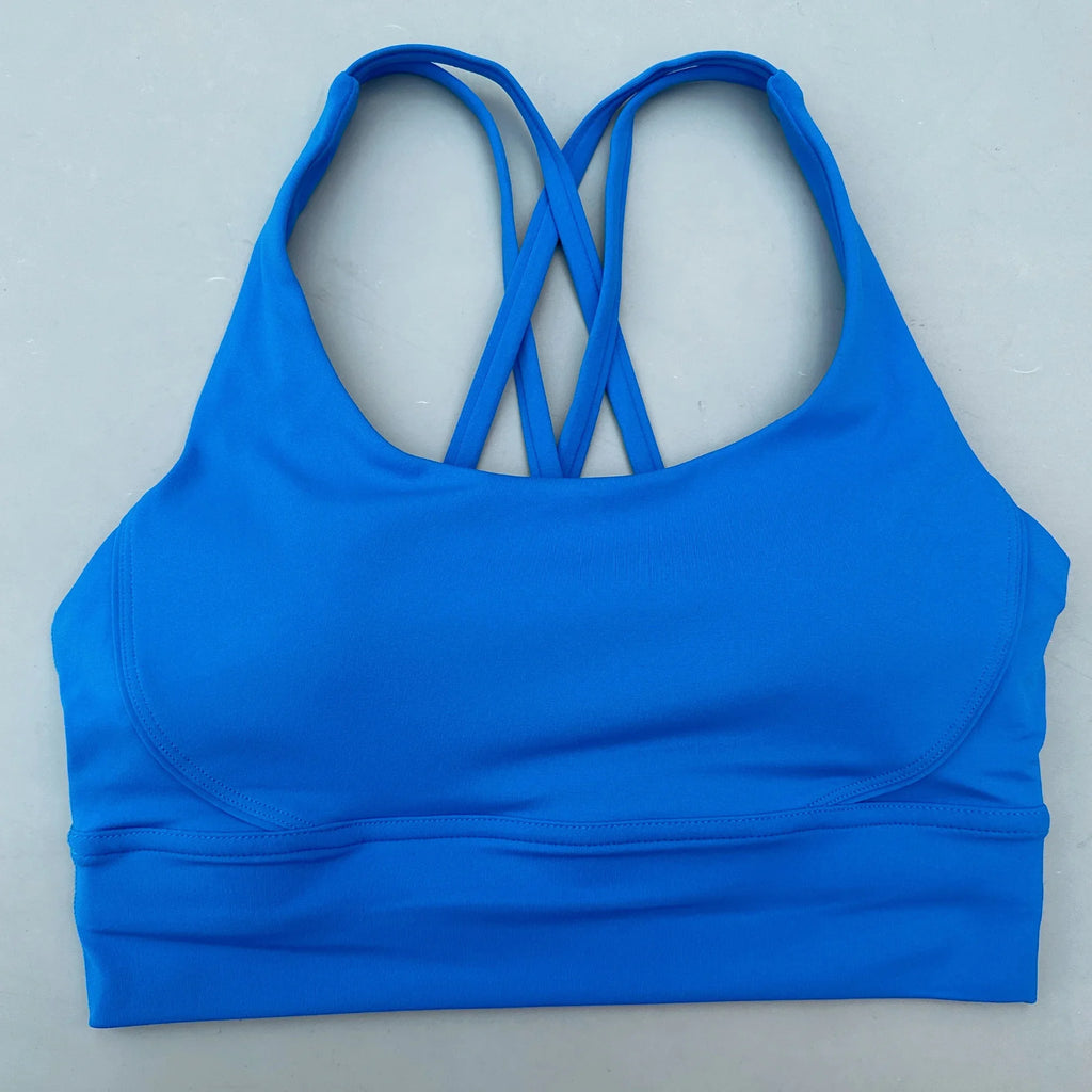 Solid Color Cross Fitness Bra - High Strength Yoga Sport Top