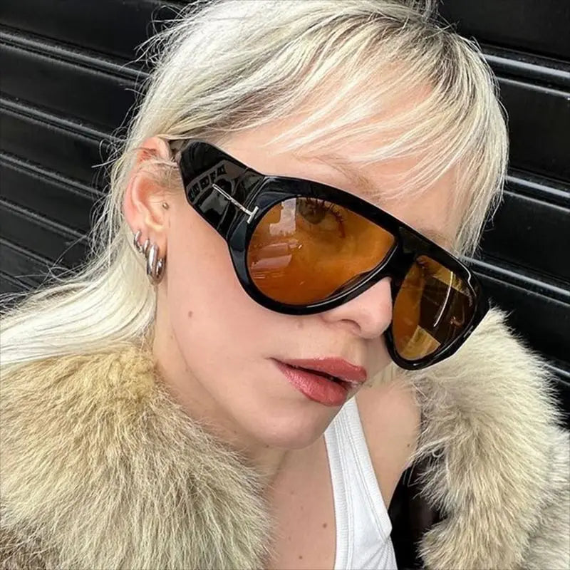 Vintage Oval Large Frame Sunglasses - Trendy Street Style UV400 Women