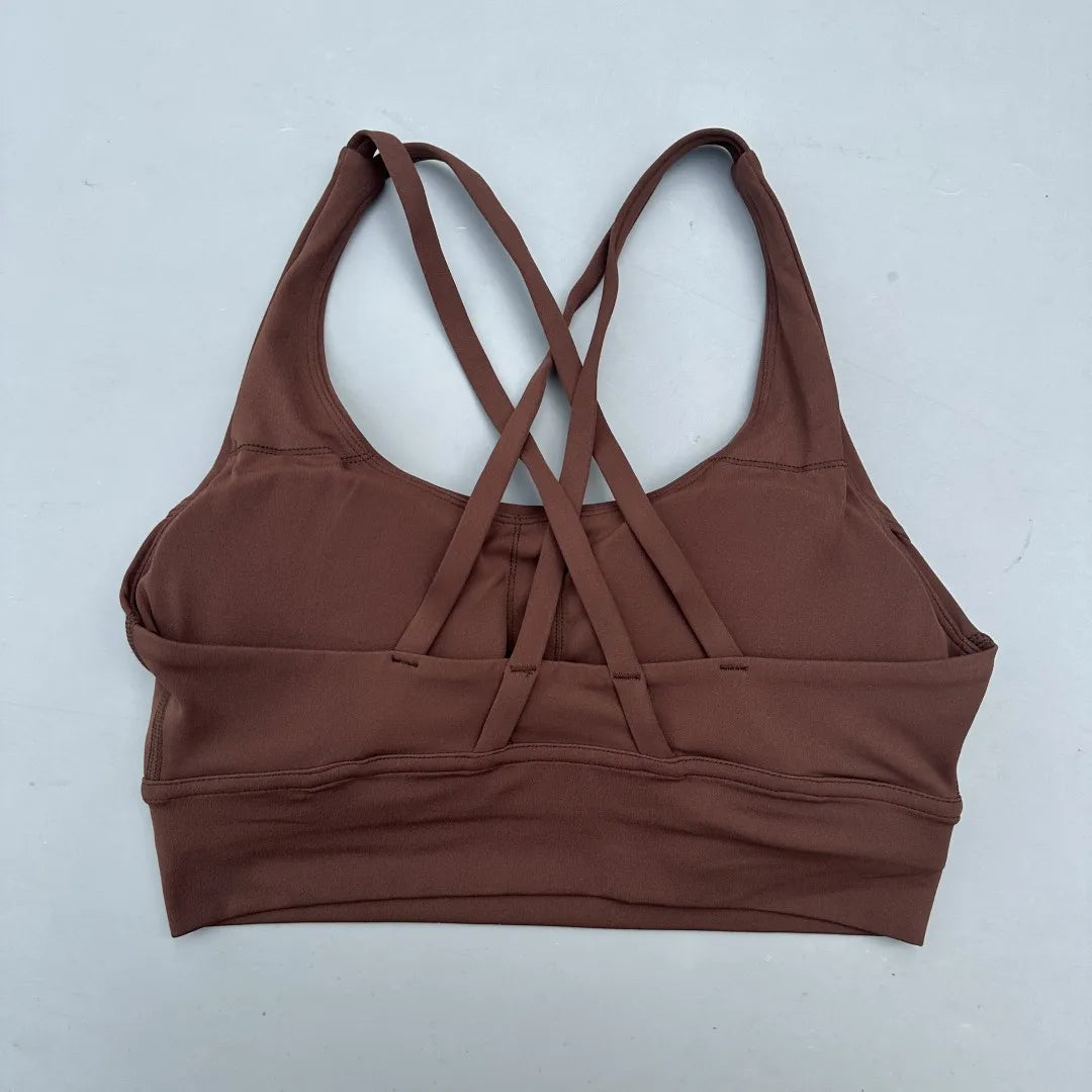 Solid Color Cross Fitness Bra - High Strength Yoga Sport Top