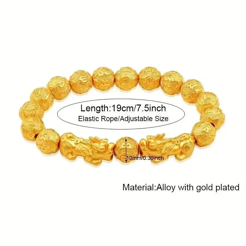 1pc Charm Bracelet 10mm Natural Bead Bracelets , Single Attract Wealth And Good Luck Wrist Chain