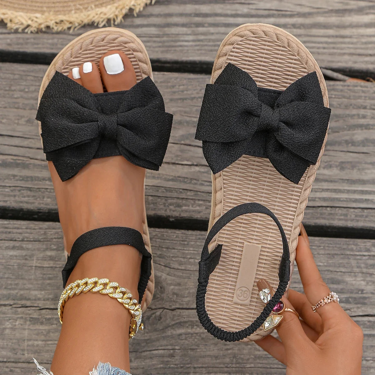Women's Anti-Slip Trend Sandals 2025 - Summer Beach Bow Tie Flats