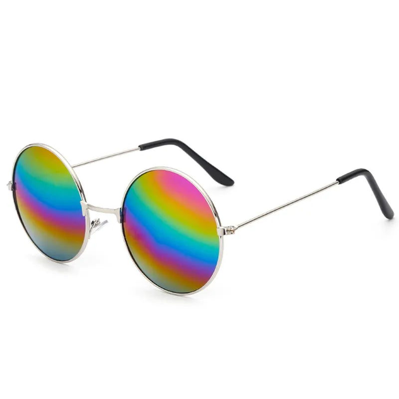 FOENIXSONG Round Pilots Sunglasses - Vintage Silver Gold Black Unisex
